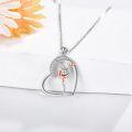 wholesale 925 Sterling Silver Heart-Shaped Gymnast Pendant Necklace with Rose Gold Accents and Cubic Zirconia - Perfect Holiday Gift for Her-0-1