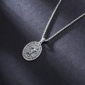 wholesale 925 Sterling Silver Oxidized Soccer Player Protect This Athlete Oval Pendant Necklace-0-2