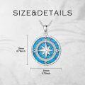 wholesale 925 Sterling Silver Blue Turquoise & Cubic Zirconia Compass Pendant Necklace for Women Girls Gifts Vintage Bohemian Style Jewelry 45cm Chain Length-0-11
