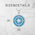 wholesale 925 Sterling Silver Compass Pendant Necklace With Turquoise Zircon Platinum Plated-0-11