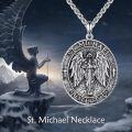wholesale 925 Sterling Silver Saint Michael Medal Protection Jewelry for Men Women Gift Chain Necklace 45cm Length -0-5