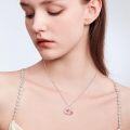 wholesale 925 Sterling Silver Pink Crystal Flamingo & Heart Pendant Necklace for Women's Gifts-0-4