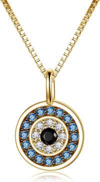 wholesale Sterling Silver Evil Eye Pendant Necklace for Women Greek Protection Amulet Gift-B