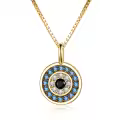 wholesale 925 Sterling Silver Round Blue Crystal Evil Eye Pendant Necklaces Wholesale for Women Greek Protection s-0-4