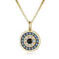 wholesale 925 Sterling Silver Evil Eye Pendant Necklace Blue Black Cz Crystal Circle Chain Jewelry-0-4