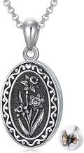 wholesale  Sterling Silver 12 Month Birth Flower Photo Locket Necklace Jewelry Gift -0-69