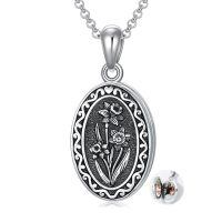 wholesale 925 Sterling Silver Oval Locket Bracelet Wholesale With Floral Engraving And Chain Clasp-03-March-Daffodil-03-March-Daffodil-p-2.text customized-3.photo&text customized-1.no custom-03-March-Daffodil-text