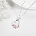 wholesale 925 Sterling Silver I Love You Forever Sloth Heart Pendant Necklace for Women Gifts-0-2