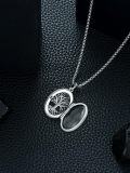 wholesale 925 Sterling Silver Tree of Life Oval Lockets with Chain - Photo Frame Pendants Necklaces Gift for Her-0-4