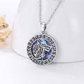 wholesale 925 Sterling Silver Viking Wolf Head Rune Abalone Shell Pendant Necklace-0-2