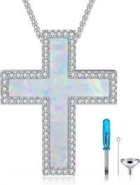 wholesale Sterling Silver Opal Urn Necklace for Ashes Cremation Jewelry-Cross-Cross-Customized