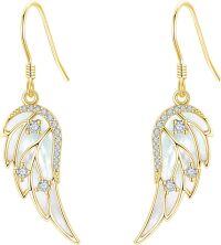 wholesale Sterling Silver Angel Wings Dangle Drop Earrings for Women-gold