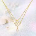 wholesale 925 Sterling Silver Lattice Pendant Necklace With Pearl And Zircon Details-0-2