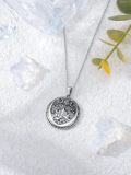 wholesale 925 Sterling Silver Lotus Flower and Crescent Moons Pendant Necklace-0-1