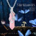 wholesale 925 Sterling Silver Pink Rose Quartz Amethyst Butterfly Pendant Necklace-0-4