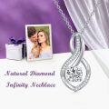 wholesale White Gold Plated 925 Sterling Silver Round Cut Cubic Zirconia Infinity Pendant Necklace for Women s-0-1