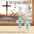 wholesale 925 Sterling Silver Turquoise Cross Huggie Hoop Earrings for Women - Hypoallergenic  Set-0-4