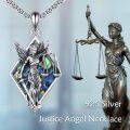 wholesale 925 Sterling Silver Abalone Shell Lady Justice Scale Pendant Necklace for Lawyers Gifts-0-2