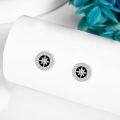 wholesale 925 Sterling Silver Compass Stud Earrings with Black and White Elements for Men-0-4