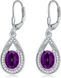 wholesale Sterling Silver Genuine Simulated Birthstone Teardrop Leverback Earrings-0-29