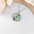 wholesale 925 Sterling Silver Scorpio Zodiac Abalone Shell & Cubic Zirconia Pendant Necklace-0-2