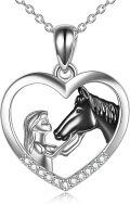 wholesale Sterling Silver Stone Horse Pendant Necklace for Women Horse Gift-0-42