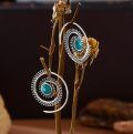 wholesale 925 Sterling Silver Turquoise Spiral Stud Earrings Dark Oxidized Bohemian Jewelry For Women-0-2