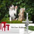 wholesale 925 Sterling Silver Cross Necklace with Paw Print and Black Crystal Forever in my heart Pendant Cute Puppy Dog  for Women Girls Dog Lovers-0-4