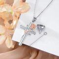 wholesale 925 Sterling Silver Rose Cross Urn Necklace with Ashes for Human Pets Cremation Jewelry-0-4