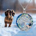 wholesale 925 Sterling Silver Tree of Life with Dog and Crystal Pendant Necklace for Women-0-5