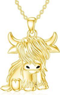 wholesale Sterling Silver Highland Cow Birthstone Necklace Jewelry Gifts for Women Girls-0-3-Gold-0-3-Gold