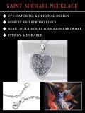 wholesale 925 Sterling Silver Saint Michael Archangel Heart Pendant Necklace With Cubic Zirconia For Women-0-4