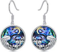 wholesale 925 Sterling Silver Mushroom & Moon Drop Earrings - Hypoallergenic Gift for Her-Mushroom