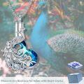wholesale 925 Sterling Silver Blue Crystal Peacock Cremation Pendant Necklace for Ashes Keepsake Jewelry-0-5
