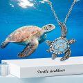 wholesale 925 Sterling Silver Larimar Abalone Shell Ocean Tree of Life Sea Turtle Pendant Necklace-0-2