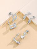 wholesale 925 Sterling Silver Music Note Stud Earring Sets for Women (3 pairs)-0-2