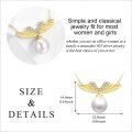 wholesale  14K Yellow Gold Angel Wing Pendant Necklace with Freshwater Pearls 16+1 Adjustable Chain for Women-0-4