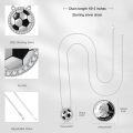 wholesale 925 Sterling Silver Black and White Soccer Ball Pendant Necklace for Sports Lovers-0-2