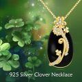 wholesale 925 Sterling Silver Black Onyx Flower and Cubic Zirconia Pendant Necklace-0-2