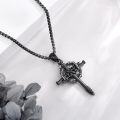wholesale 925 Sterling Silver Inlay Shell Crucifix Cross Pendant Necklaces with Chain for Men & Women - Religious -0-2