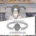 wholesale 925 Sterling Silver Saint Benedict Protection Charm Bracelet Catholic Christian Gifts for Women and Men-0-4