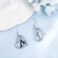 wholesale 925 Sterling Silver Penguin Heart Shape Dangle Drop Earrings for Women-0-2