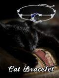 wholesale 925 Sterling Silver Black Onyx Adjustable Bracelet with Moon and Cat Design-0-11