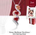wholesale TOUPOP Christmas Gifts For Sister Sister Birthday Gifts From Sister Always My Sister Forever My Friend Jewelry 925 Sterling Silver January Birthstone Necklace Garnet Necklace With Rose Flower Birthday Gifts For Sisters -0-4