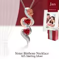 TOUPOP Sterling Silver Garnet Rose Flower Necklace January Birthstone Jewelry-0-4