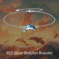 wholesale 925 Sterling Silver Blue Crystal Dolphin Charm Bracelet for Women-0-1