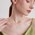 wholesale 925 Sterling Silver Rainbow Crystal Bunny Pendant Necklace for Girls' Gifts-0-4