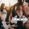 wholesale 925 Sterling Silver Mens Punk Style Dumbbell Chain Pendant Necklaces-0-5