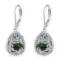wholesale 925 Sterling Silver Tree Of Life Drop Earrings Wholesale With Green Stone-0-48
