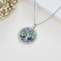 wholesale 925 Sterling Silver Round Blue Purple Abalone Shell Tree of Life Pendant Necklace for Women-0-2